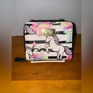 Betsey Johnson Zip Around Wallet - Unicorn Colorful Stripe